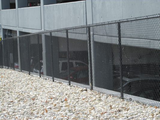 chain link fencing along gravel landscaping