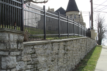 black steel fencing around a church
