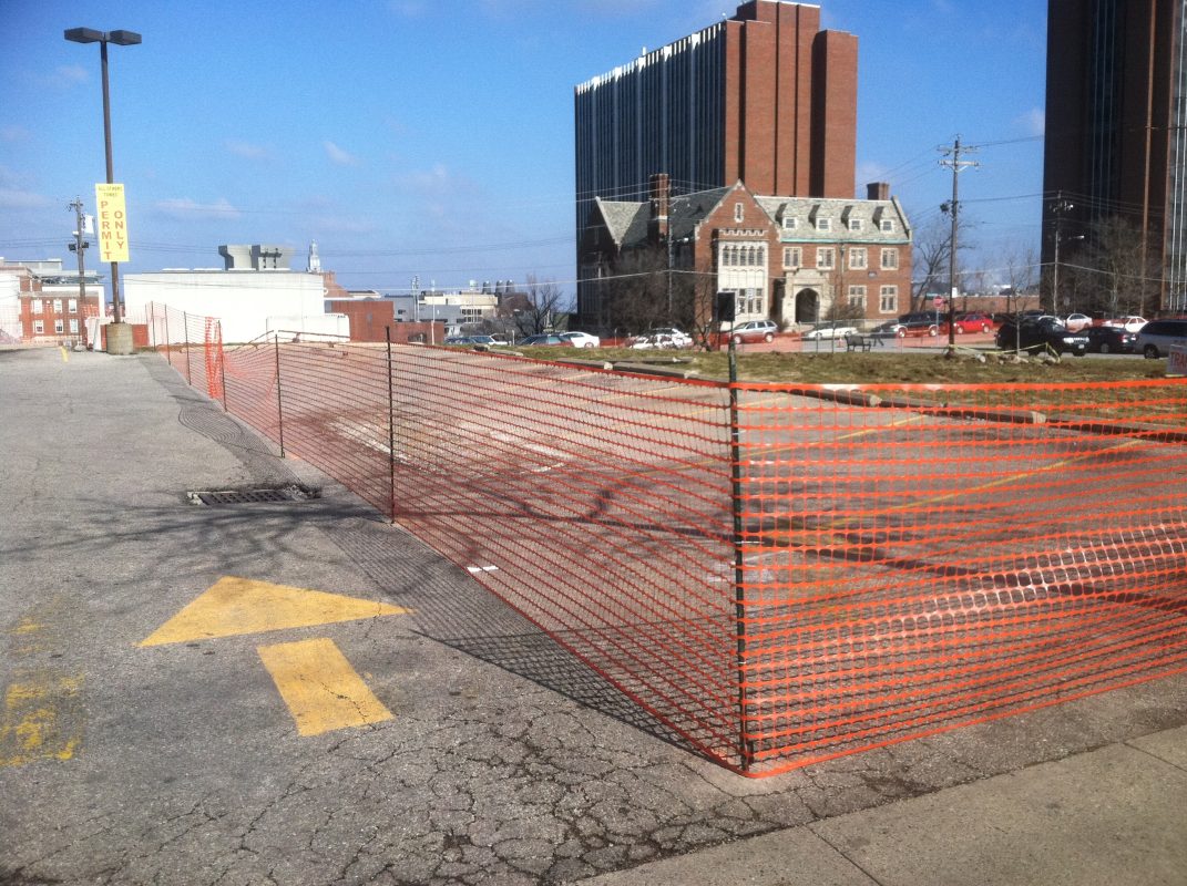 temporary fencing at construction site