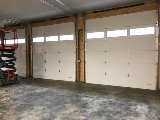 residential garage doors, view from the inside looking out